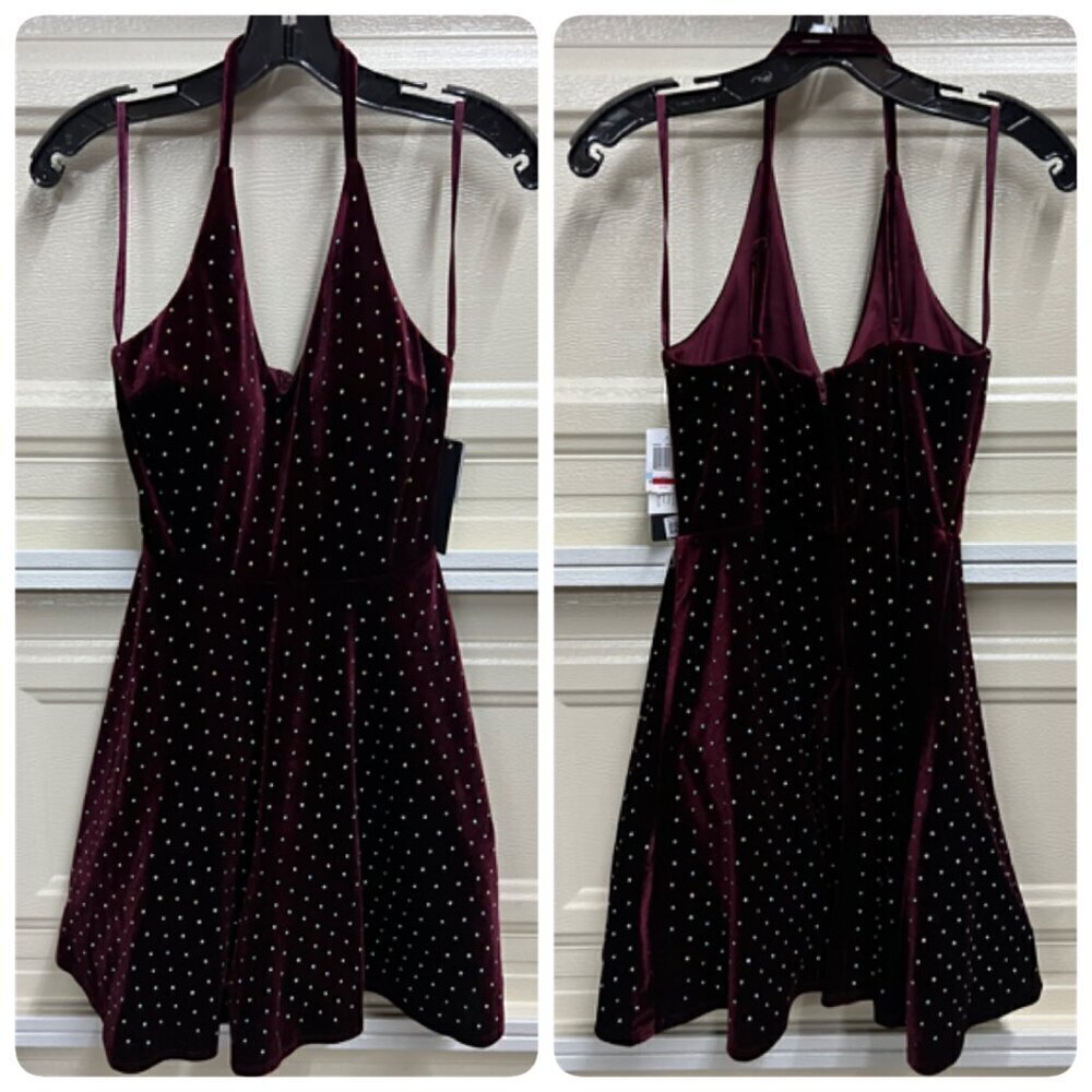 City Studios Junior Sz 5/6 Embellished Velvet Skater Dress Purple - Picture 2 of 12